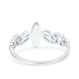 Filigree Thumb Ring Marquise Ring Band Lab Created Opal 925 Sterling Silver (9.5mm)