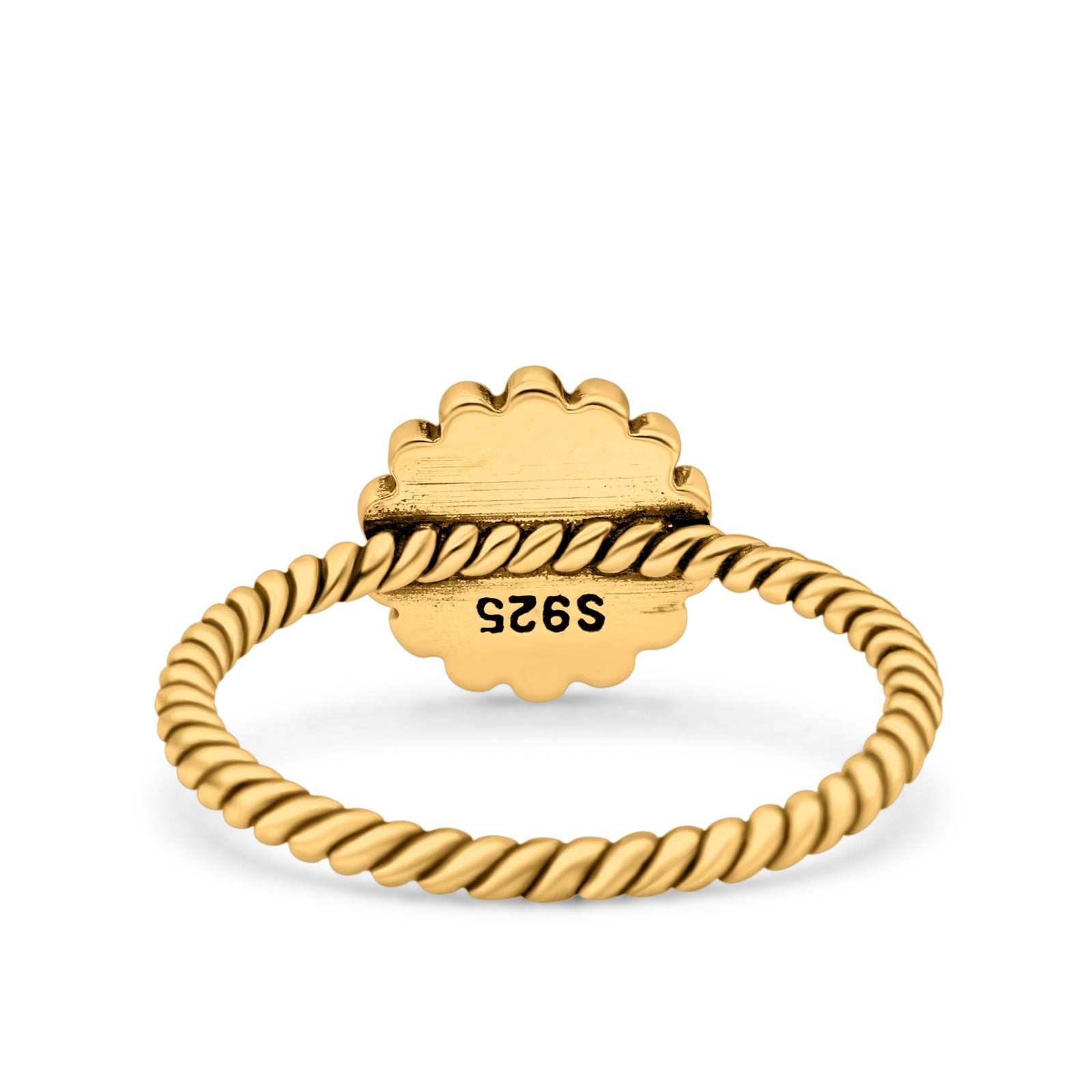 Petite Dainty Rope Vintage Style Lab Opal Ring Solid Round Oxidized 925 Sterling Silver