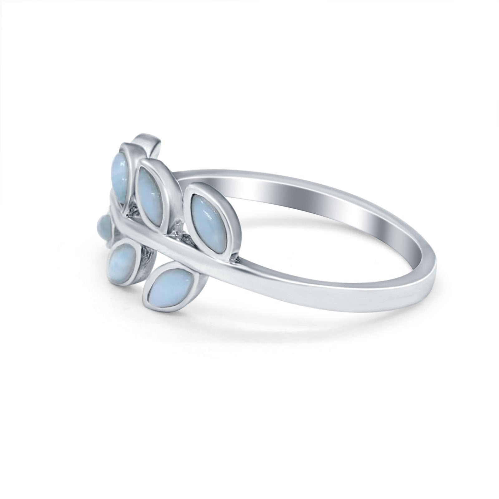 Sideways Leaf  Simulated Cubic Zirconia Ring 925 Sterling Silver