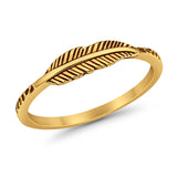 Petite Dainty Feather Band Ring 925 Sterling Silver