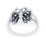 Sterling Silver Heart Filigree Butterfly Ring Band Round 925 Sterling Silver
