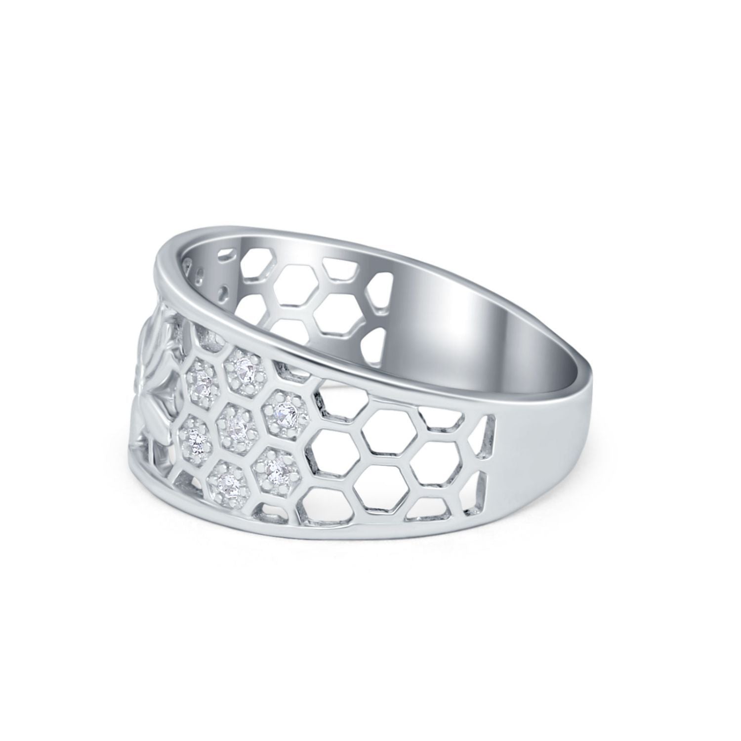 Butterfly Ring Eternity Round Simulated Cubic Zirconia 925 Sterling Silver