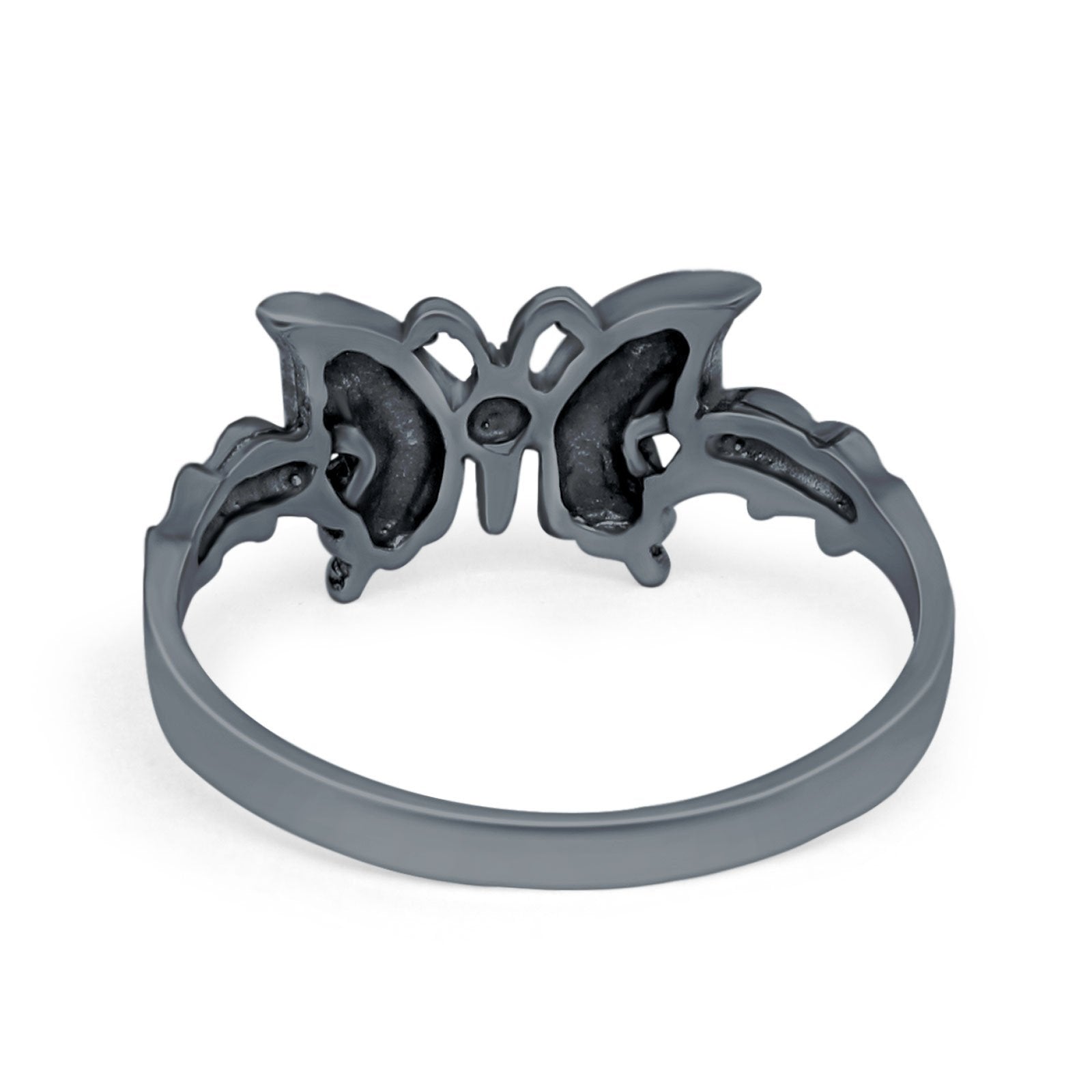 Sterling Silver Twisted Shank Butterfly Ring Band Round 925 Sterling Silver