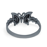 Sterling Silver Twisted Shank Butterfly Ring Band Round 925 Sterling Silver