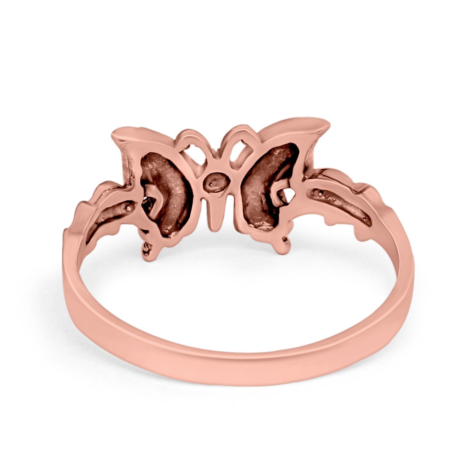 Sterling Silver Twisted Shank Butterfly Ring Band Round 925 Sterling Silver