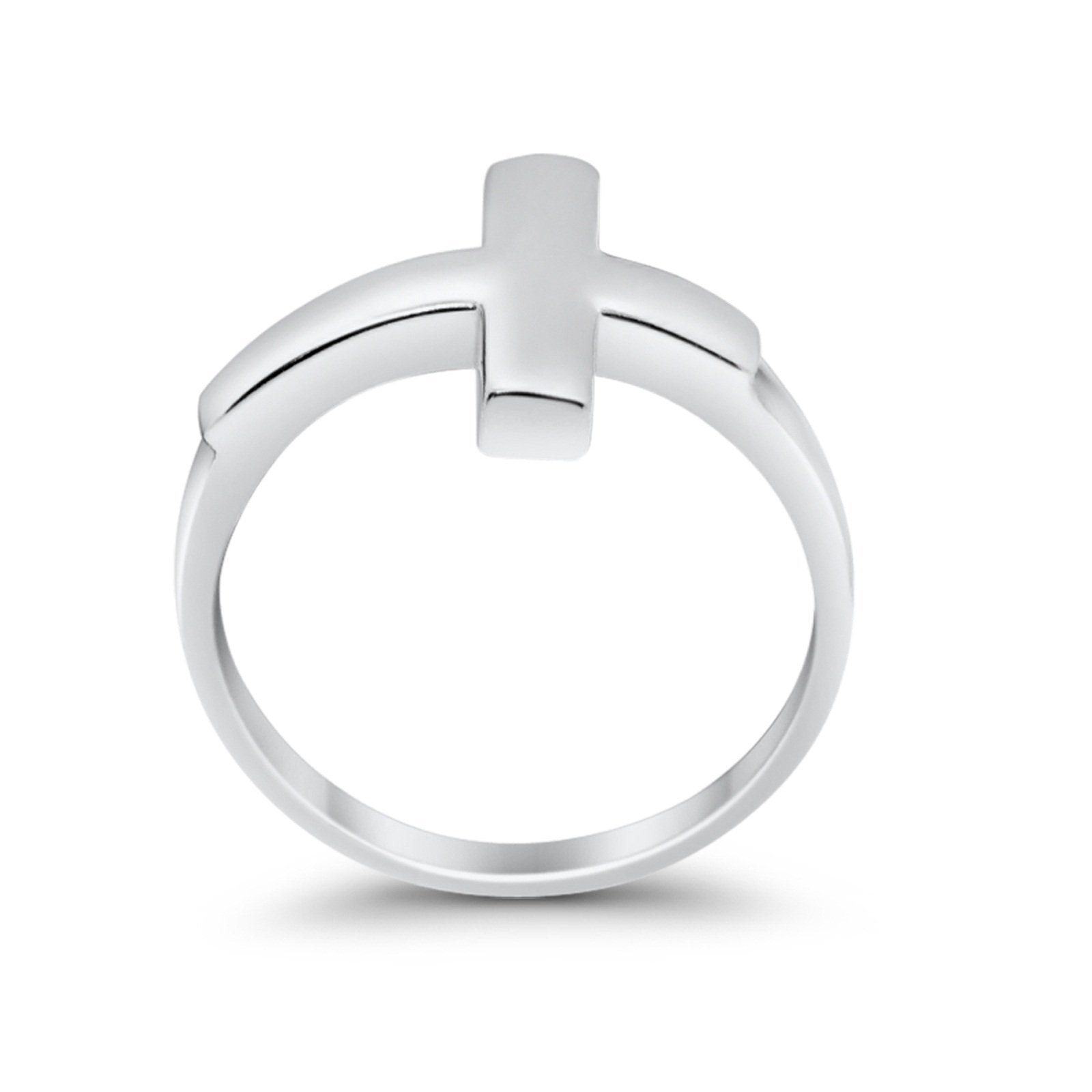 Fashion New Trend Cross Simple Plain Ring 925 Sterling Silver
