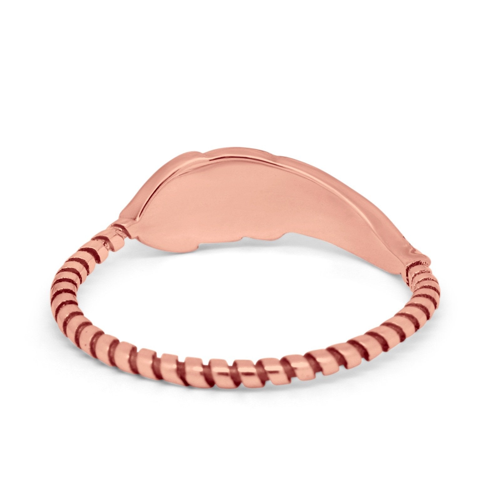 Petite Dainty Feather Ring Twisted Braided Rope Band 925 Sterling Silver