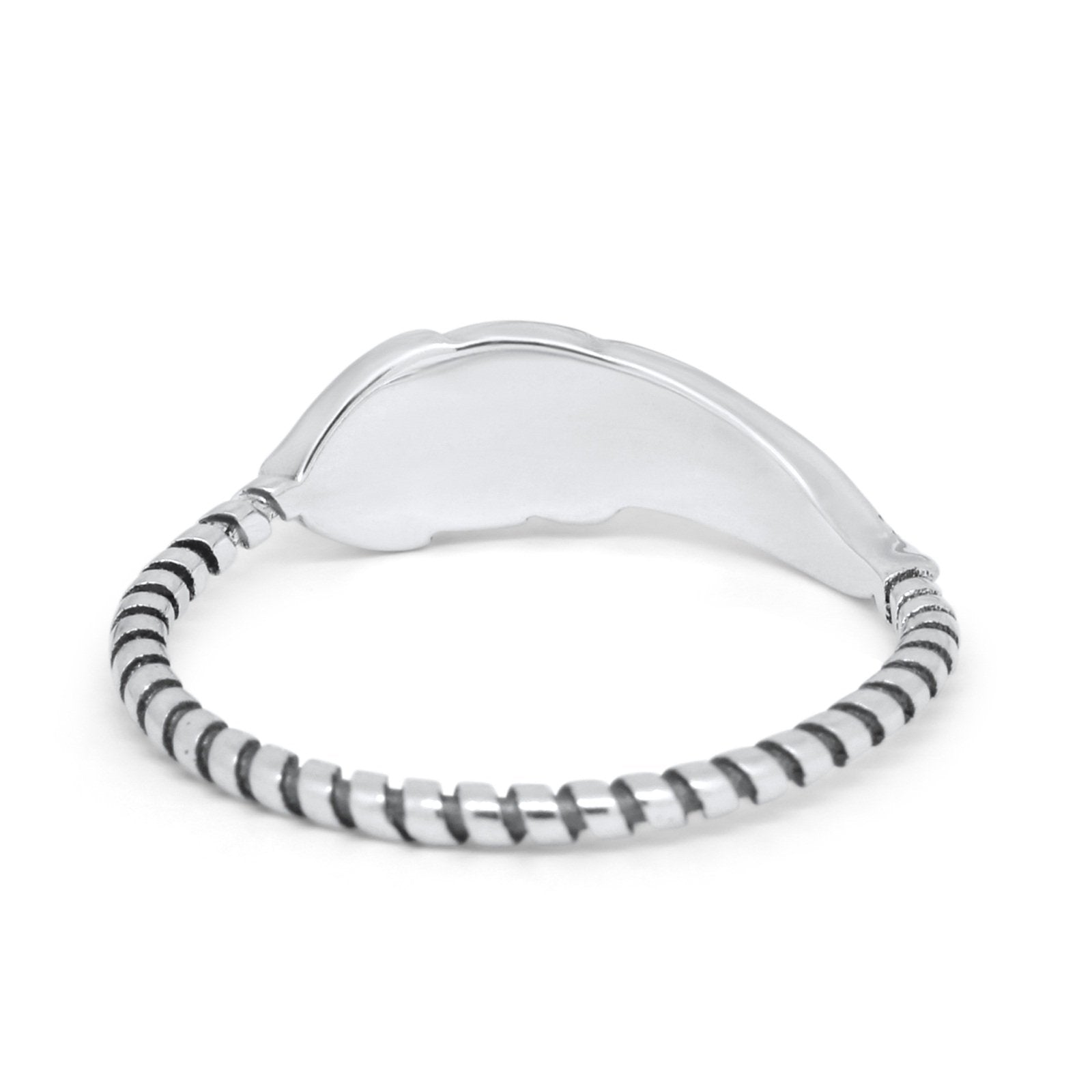 Petite Dainty Feather Ring Twisted Braided Rope Band 925 Sterling Silver
