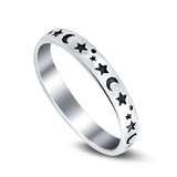 Stars Moon Ring Band 925 Sterling Silver Moon Star Band