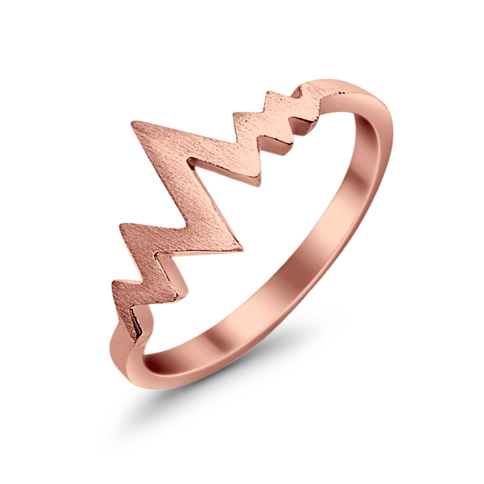 Simple Plain Petite Dainty Heart Beat Band Ring 925 Sterling Silver