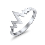 Simple Plain Petite Dainty Heart Beat Band Ring 925 Sterling Silver