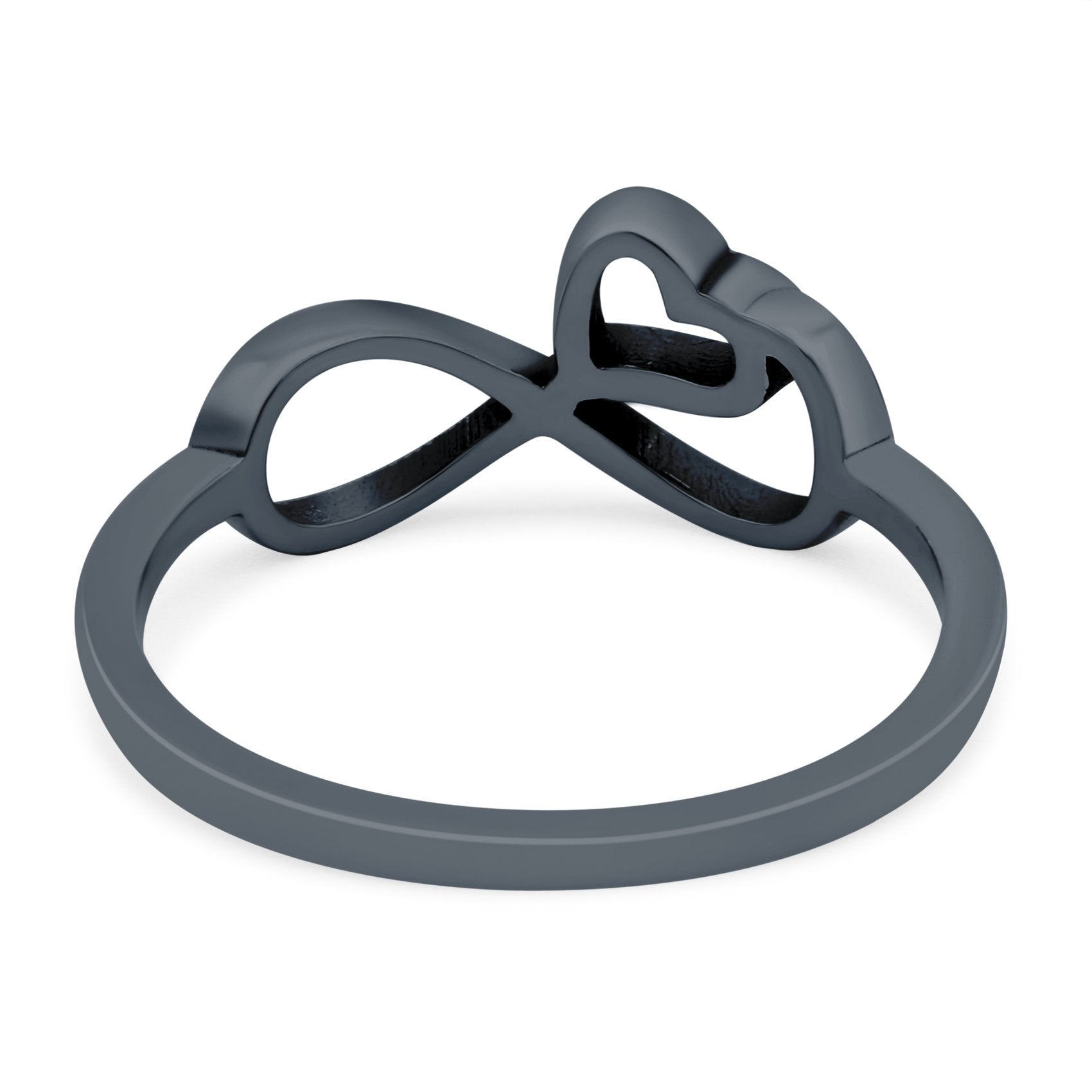 Infinity Heart Ring Oxidized Band Solid 925 Sterling Silver Thumb Ring (8mm)