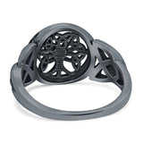 Celtic Tree of Life Signet Band Oxidized Ring Solid 925 Sterling Silver (12mm)