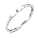 Small Cross Ring Oxidized Band Solid 925 Sterling Silver Thumb Ring (2.2mm)