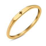 Small Cross Ring Oxidized Band Solid 925 Sterling Silver Thumb Ring (2.2mm)