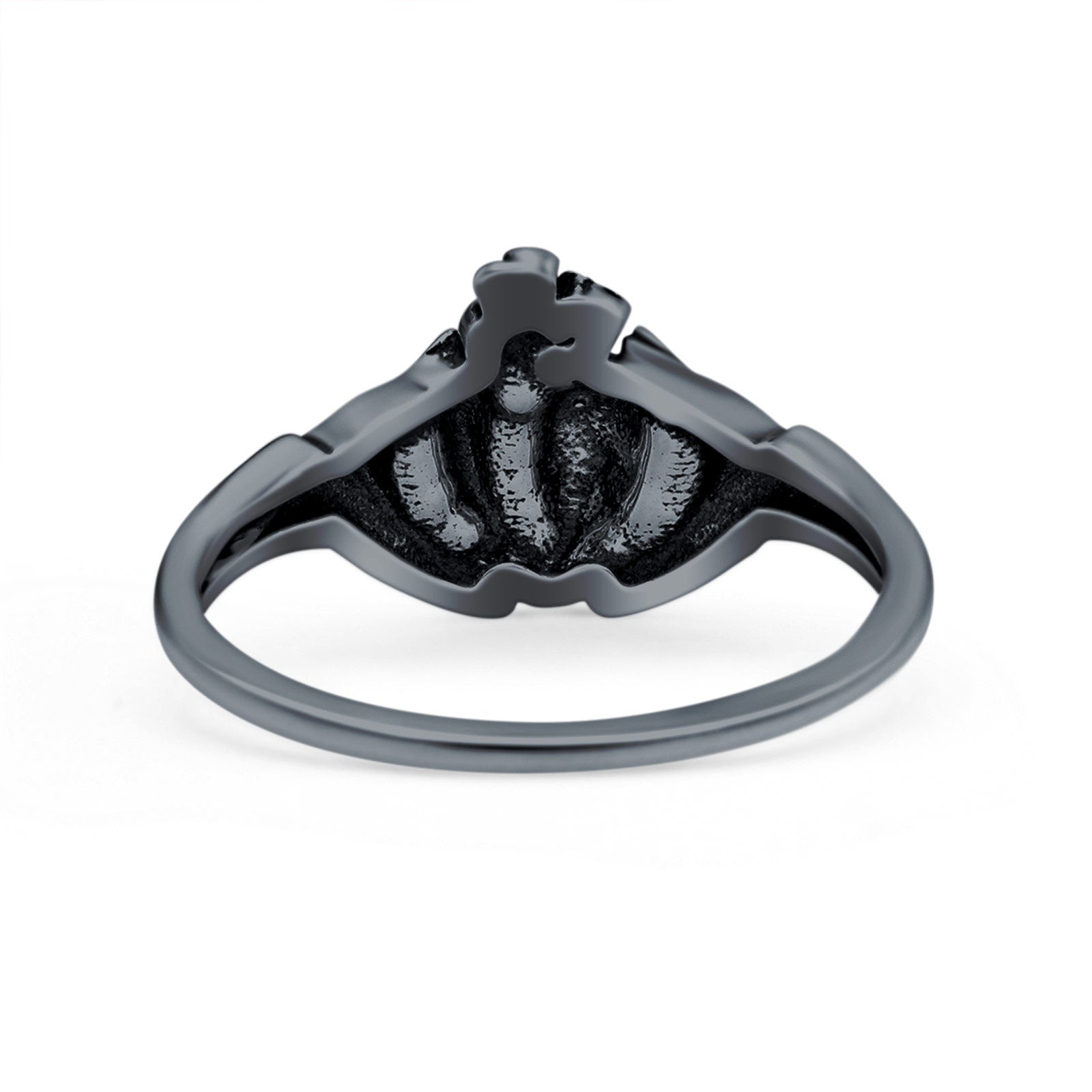 Human Heart Ring Oxidized Band Solid 925 Sterling Silver Thumb Ring (10mm)