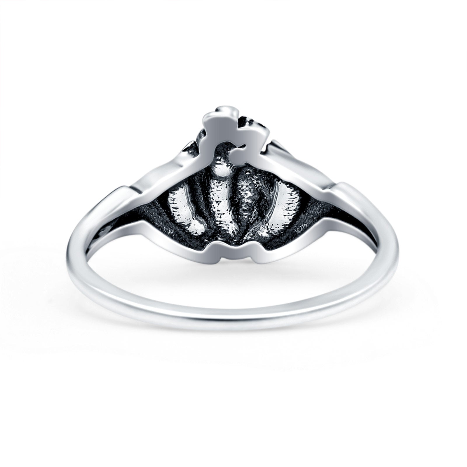 Human Heart Ring Oxidized Band Solid 925 Sterling Silver Thumb Ring (10mm)