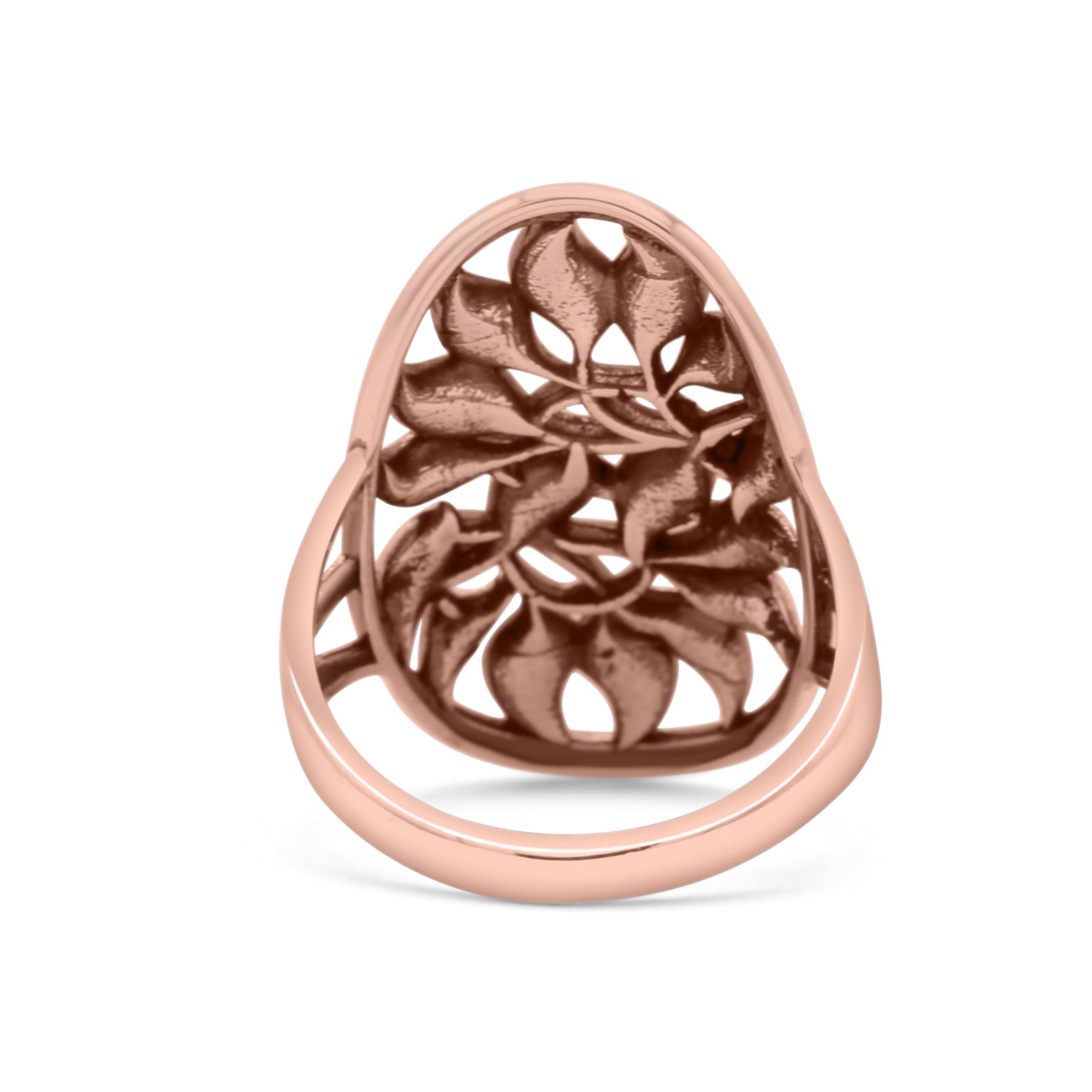 Filigree Leaves Circle Charm Tree of Life Statement Oxidized Band Solid 925 Sterling Silver Thumb Ring (27.5mm)