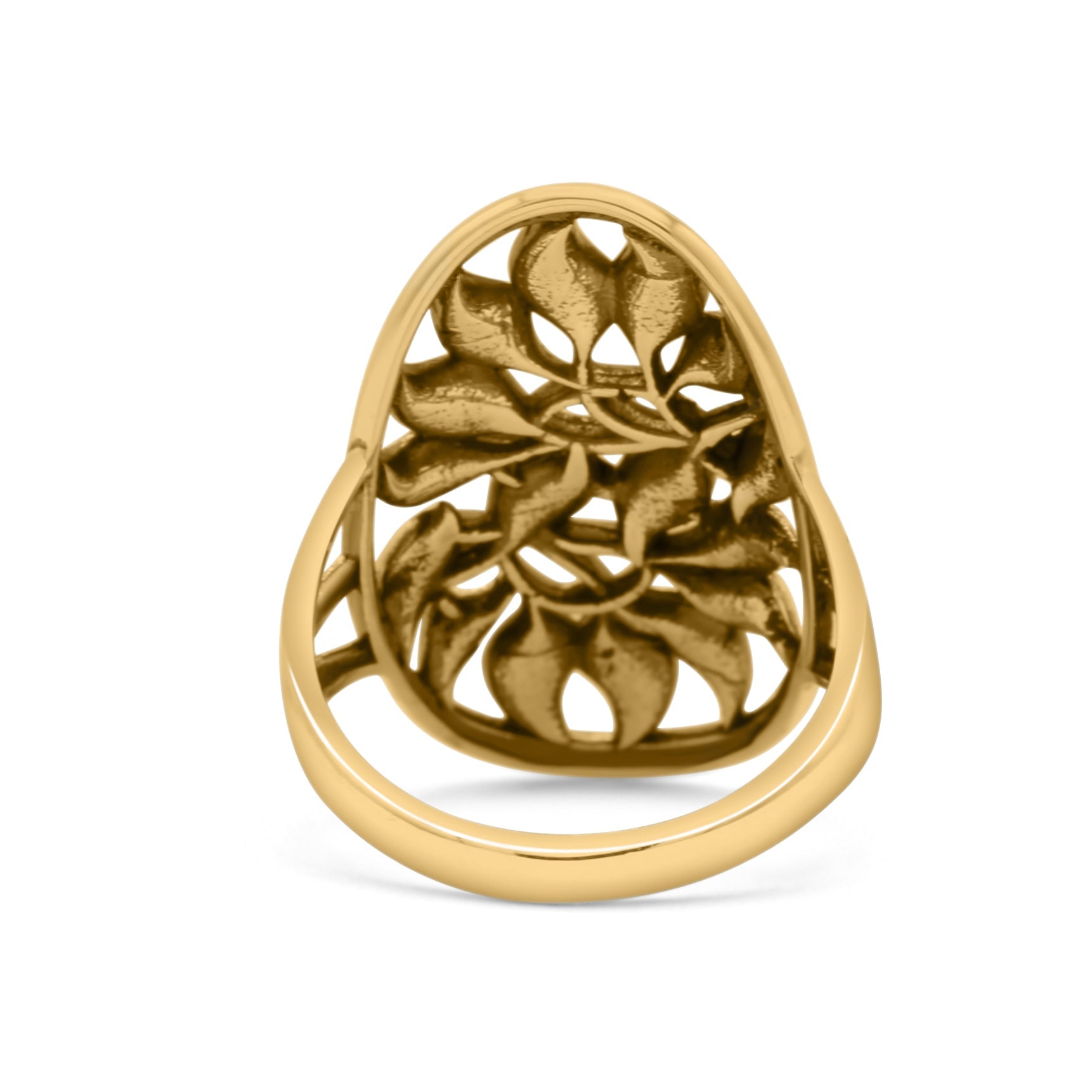 Filigree Leaves Circle Charm Tree of Life Statement Oxidized Band Solid 925 Sterling Silver Thumb Ring (27.5mm)