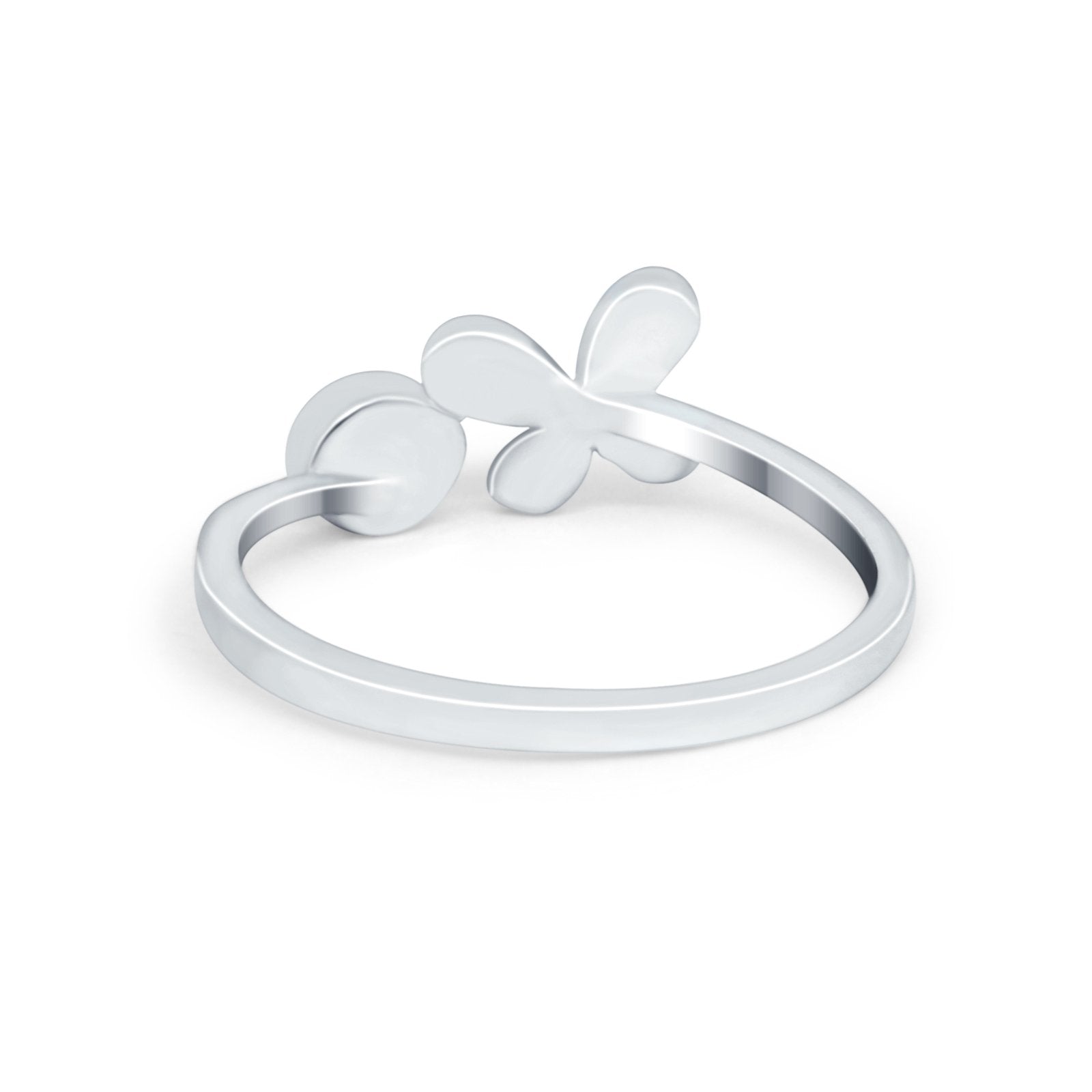 Petite Dainty Butterfly Thumb Ring Band Simulated Cubic Zirconia 925 Sterling Silver