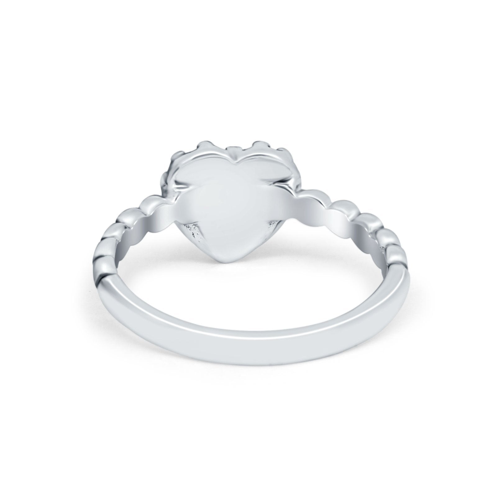 Heart Promise Ring Round Simulated Turquoise Cubic Zirconia Ring 925 Sterling Silver