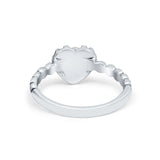 Heart Promise Ring Round Simulated Turquoise Cubic Zirconia Ring 925 Sterling Silver