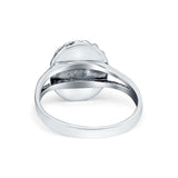 Oval Simulated Turquoise Cubic Zirconia Ring Split Shank Round 925 Sterling Silver
