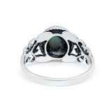 Vintage Antique Style Round Simulated Turquoise Cubic Zirconia 925 Sterling Silver