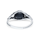 Filigree Oval Simulated Turquoise Cubic Zirconia Ring Round 925 Sterling Silver