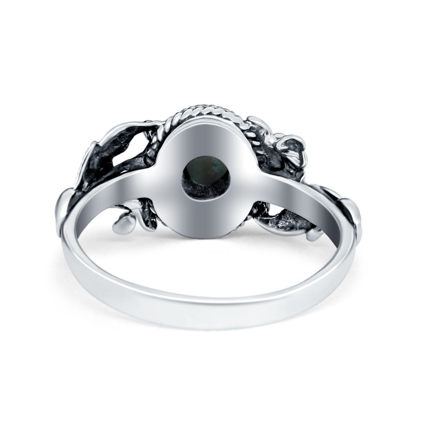 Flower Oval Round Simulated Turquoise Cubic Zirconia Ring 925 Sterling Silver