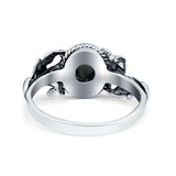 Flower Oval Round Simulated Turquoise Cubic Zirconia Ring 925 Sterling Silver