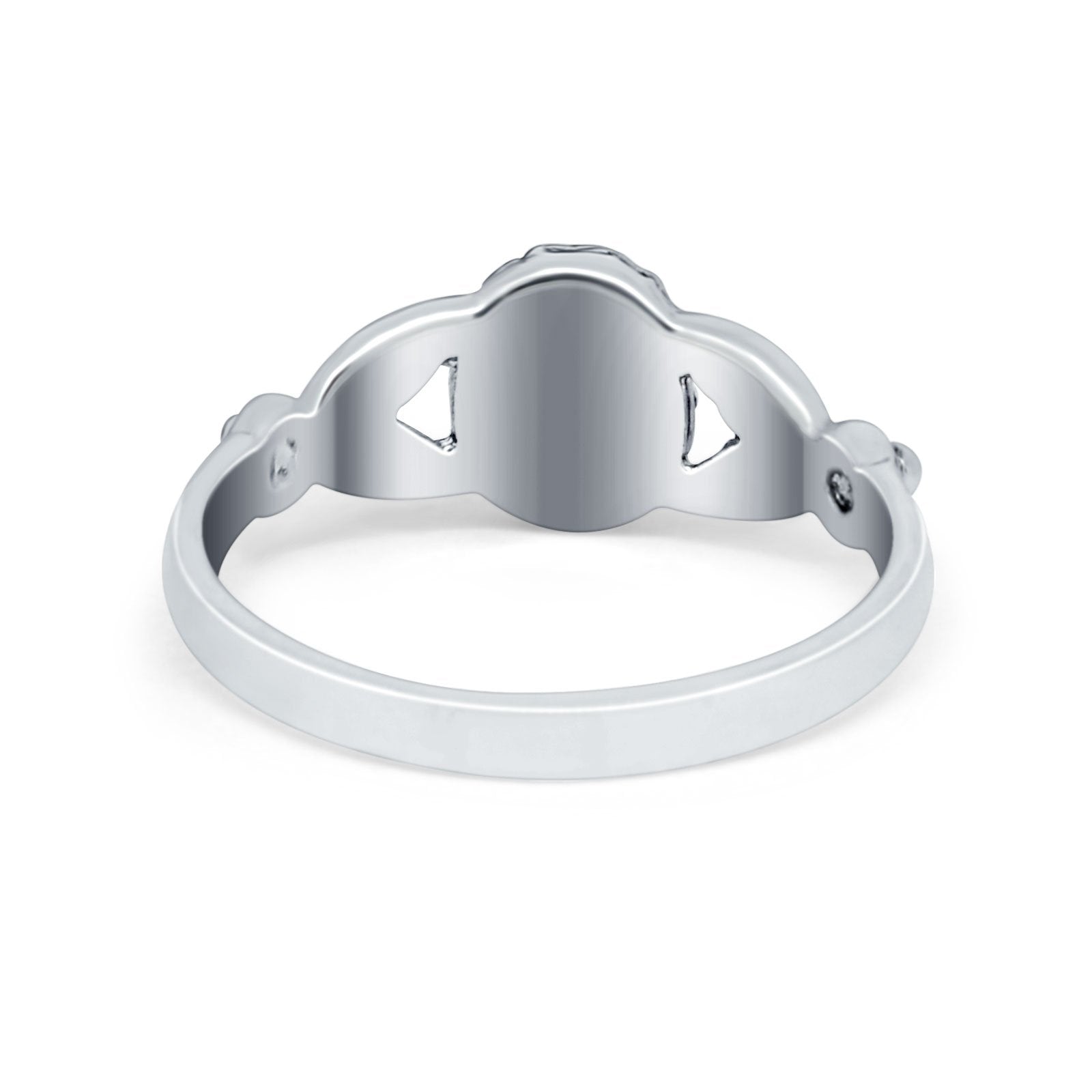 Art Deco Vintage Oval Simulated Turquoise Cubic Zirconia Ring 925 Sterling Silver