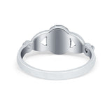 Art Deco Vintage Oval Simulated Turquoise Cubic Zirconia Ring 925 Sterling Silver