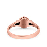 Vintage Style Lab Opal Petite Dainty Ring Solid Oxidized 925 Sterling Silver