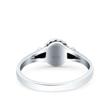 Vintage Style Lab Opal Petite Dainty Ring Solid Oxidized 925 Sterling Silver