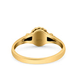 Vintage Style Lab Opal Petite Dainty Ring Solid Oxidized 925 Sterling Silver