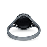 Filigree Petite Dainty Lab Opal Ring Solid Round Oxidized 925 Sterling Silver