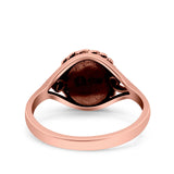 Filigree Petite Dainty Lab Opal Ring Solid Round Oxidized 925 Sterling Silver