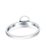 Petite Dainty Lab Opal Ring Solid Round Oxidized 925 Sterling Silver