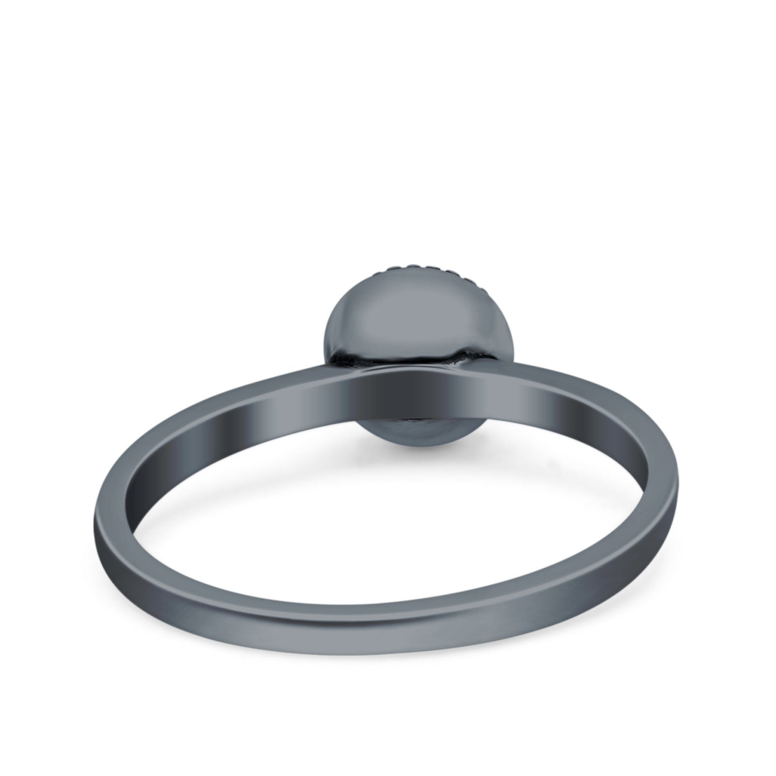 Petite Dainty Lab Opal Ring Solid Round Oxidized 925 Sterling Silver