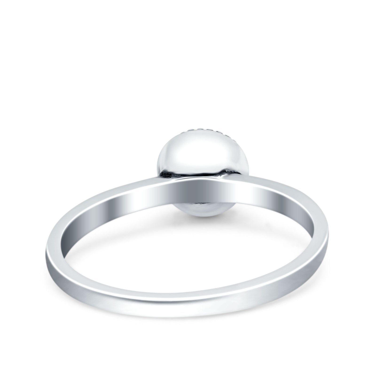 Petite Dainty Lab Opal Ring Solid Round Oxidized 925 Sterling Silver