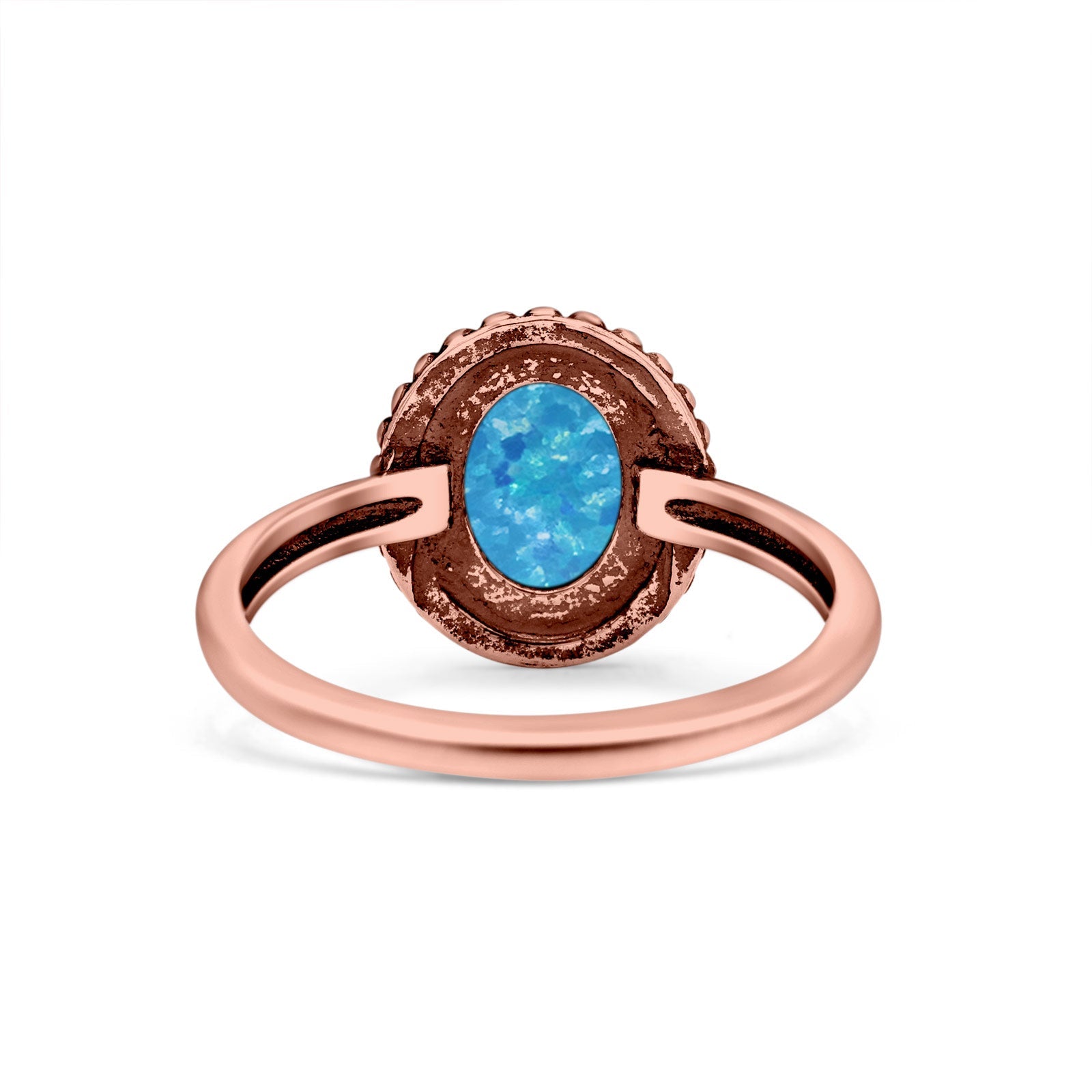 Petite Dainty Lab Opal Ring Solid Round Oxidized 925 Sterling Silver
