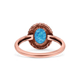 Petite Dainty Lab Opal Ring Solid Round Oxidized 925 Sterling Silver