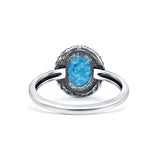 Petite Dainty Lab Opal Ring Solid Round Oxidized 925 Sterling Silver