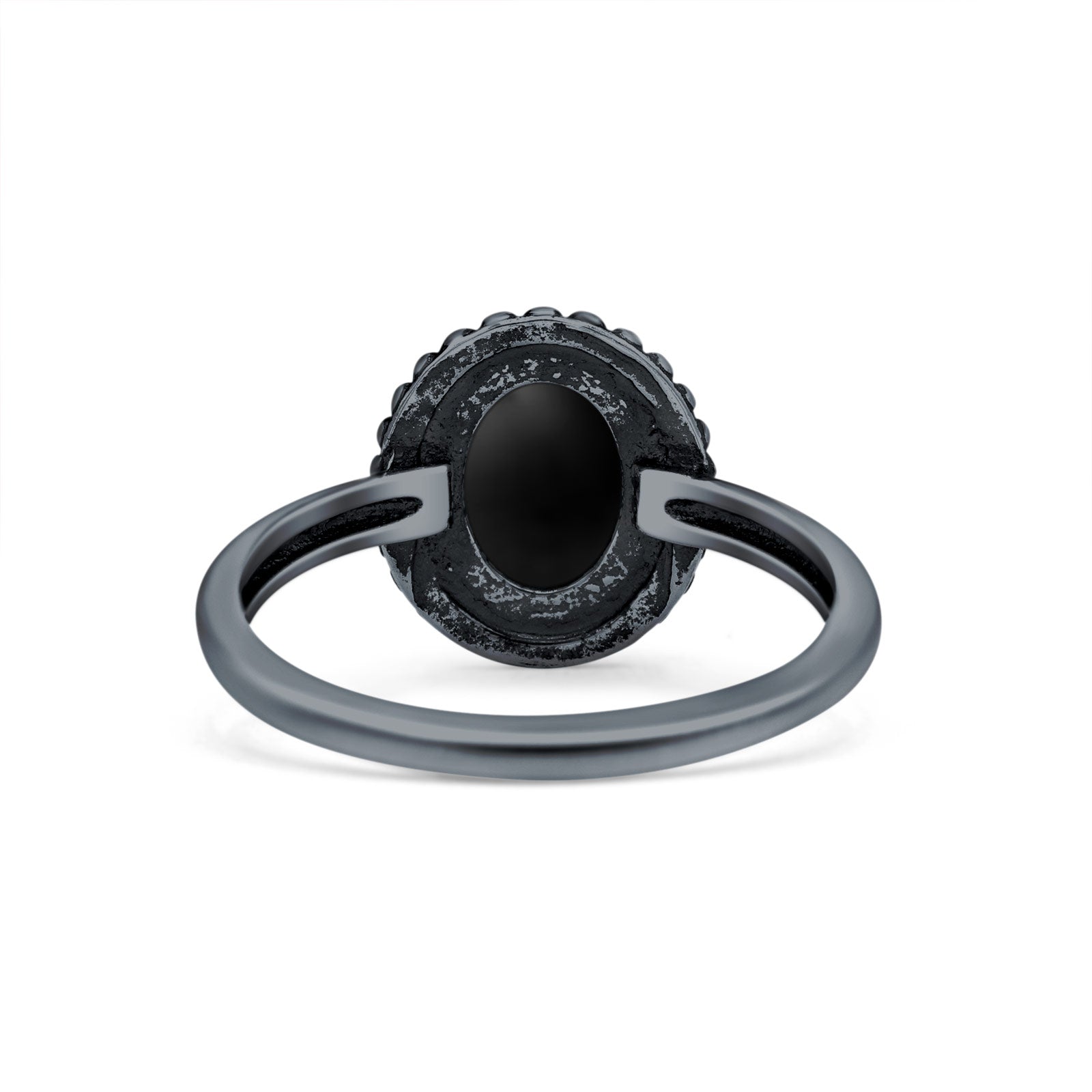 Petite Dainty Lab Opal Ring Solid Round Oxidized 925 Sterling Silver