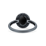 Petite Dainty Lab Opal Ring Solid Round Oxidized 925 Sterling Silver