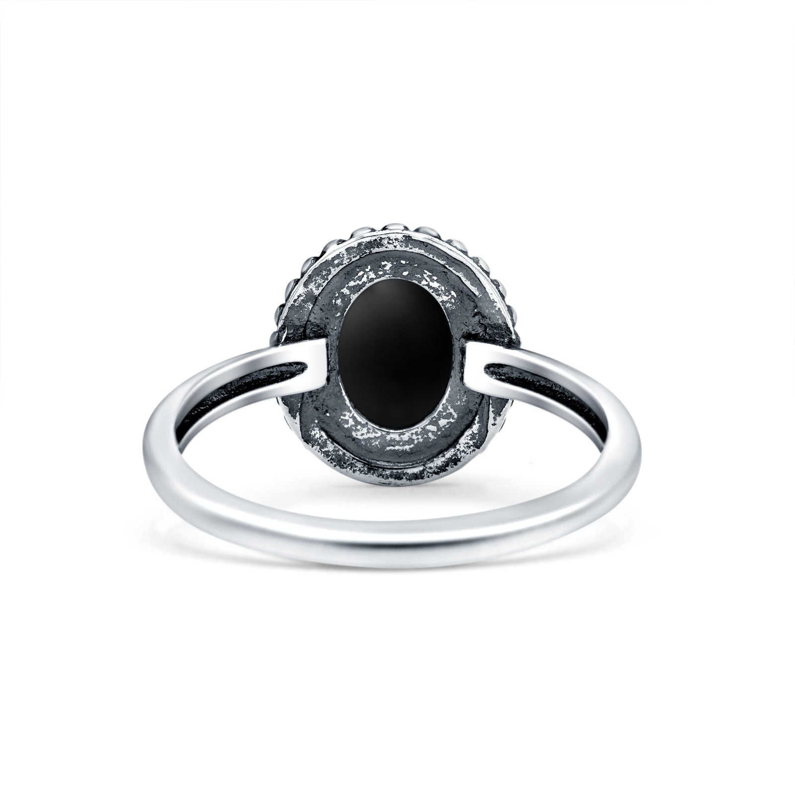 Petite Dainty Lab Opal Ring Solid Round Oxidized 925 Sterling Silver