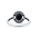 Petite Dainty Lab Opal Ring Solid Round Oxidized 925 Sterling Silver