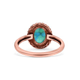 Petite Dainty Lab Opal Ring Solid Round Oxidized 925 Sterling Silver
