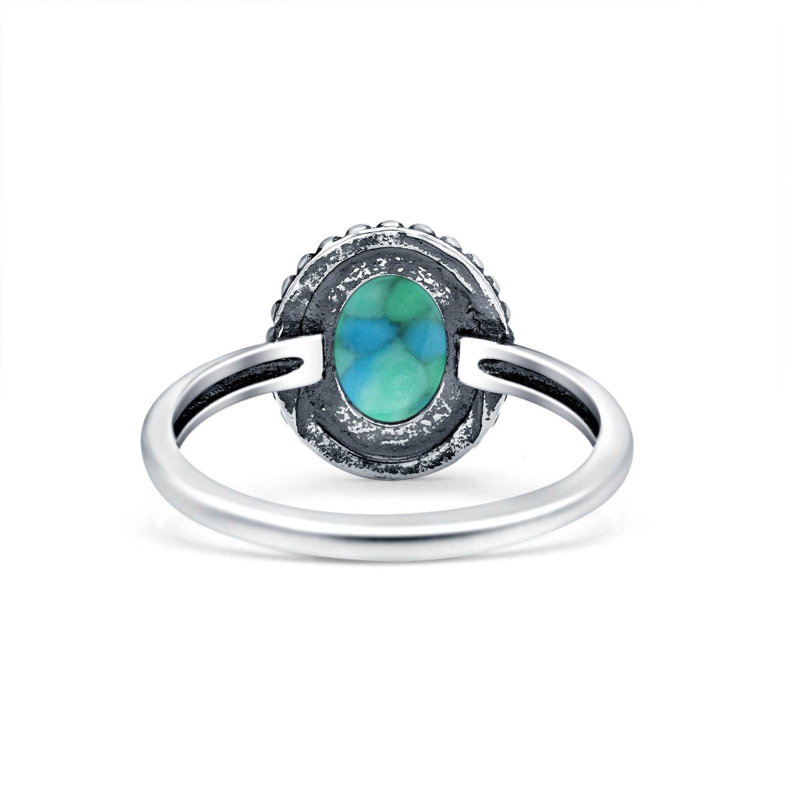 Petite Dainty Lab Opal Ring Solid Round Oxidized 925 Sterling Silver